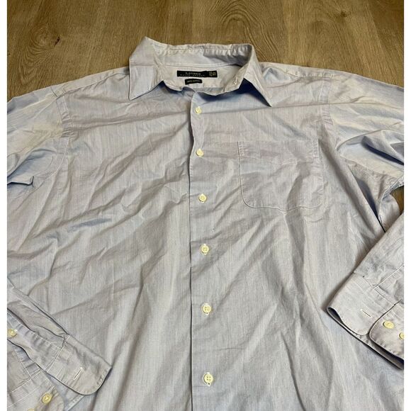 Lauren Ralph Lauren Men's 16.5 34/35 Blue Cotton Button Up Dress Shirt - Picture 2 of 7